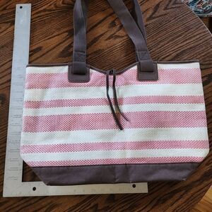 Striped Pink and White Tote Bag